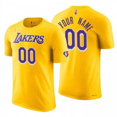 Los Angeles Lakers Custom Gold Men's Nike 2021 22 NBA 75th Anniversary Diamond T Shirt